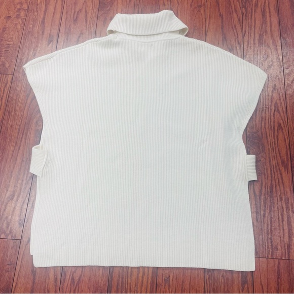 Mersea OS Cream Oversized Cape Poncho Open Sides Ribbed High Turtle Neckline - Picture 5 of 5